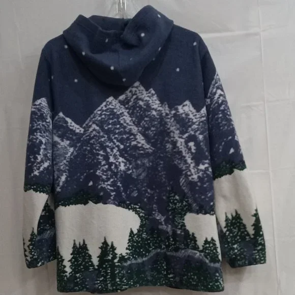 R&R Blue & White with Mounting View Women's Zip  Sweater Size 12 - Medium - Picture 3 of 5